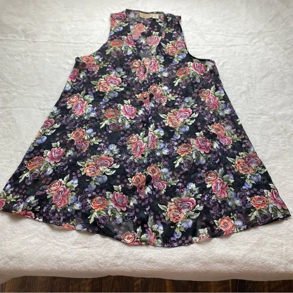 Victoria's Secret Vintage Floral Sleeveless Semi-Sheer Cover Up Size M/L